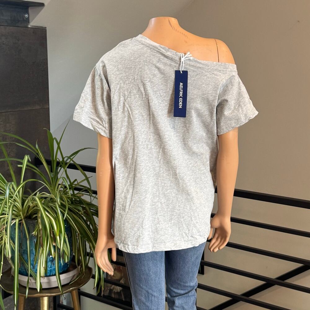 NWT Aelfric Eden Dachshund Off The Shoulder Graphic Tee Grey Size S - Picture 7 of 13